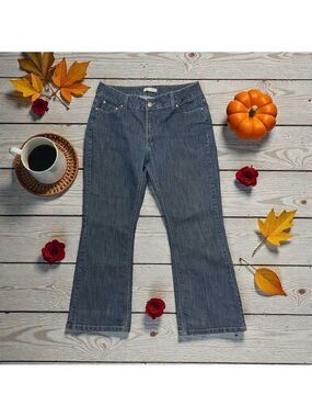 Riders By Lee Bootcut Jeans Womens 16 PETITE Blue High Rise Denim No Gap Waist
